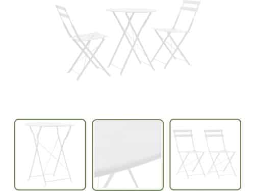 The Living Store 3-delige Bistroset staal wit - Tuinstoel