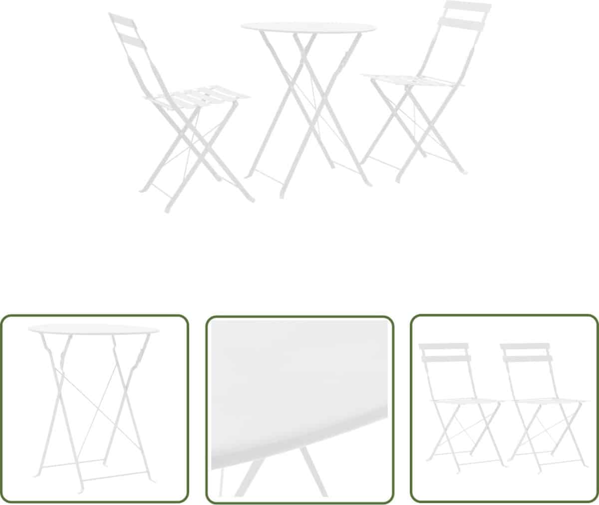 the living store 3 delige bistroset staal wit tuinstoel