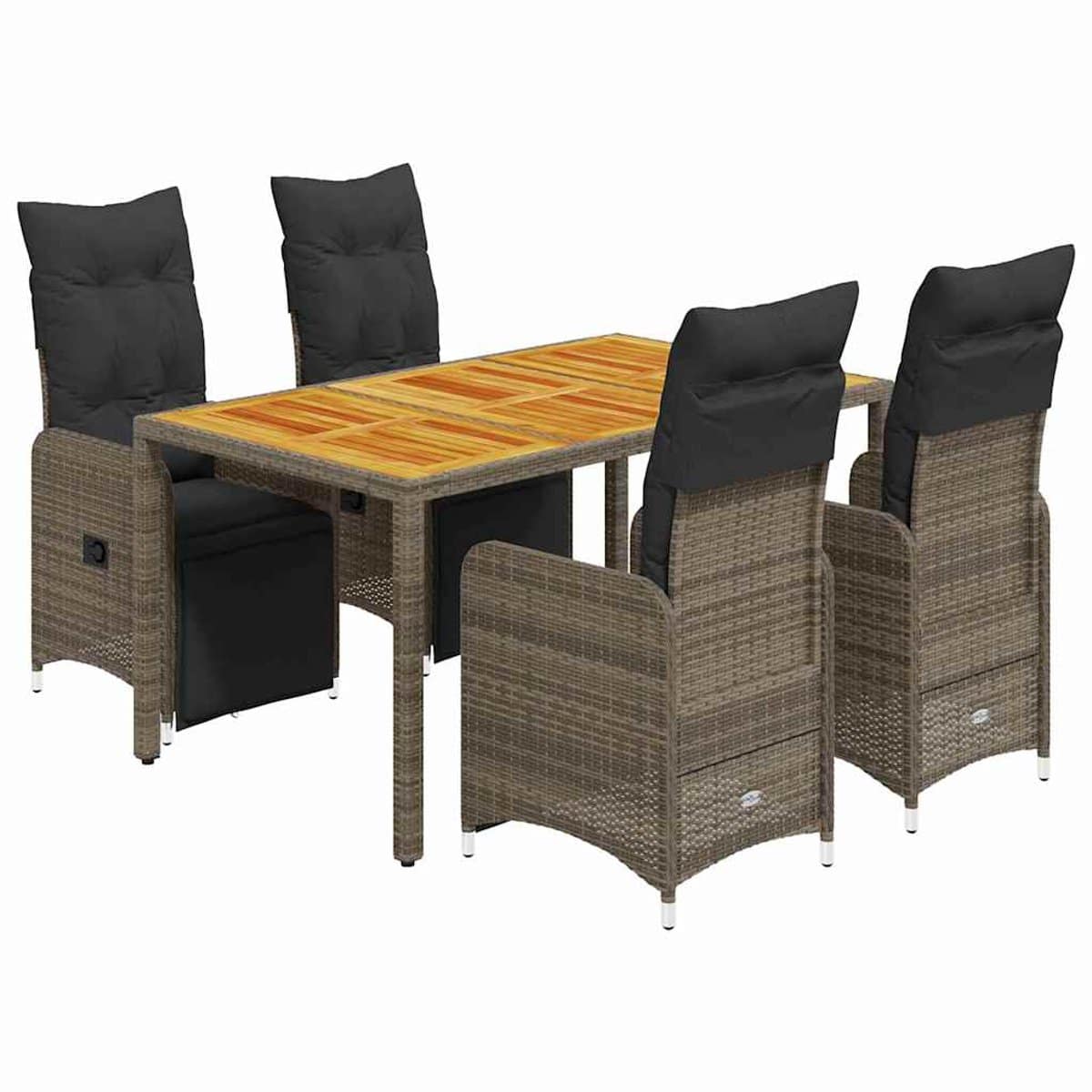 the living store 5 delige bistroset met kussens poly rattan grijs
