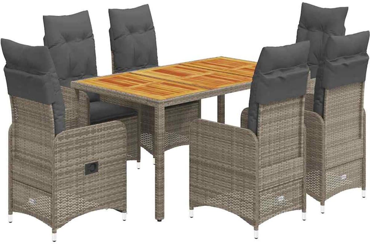 the living store 7 delige bistroset met kussens poly rattan grijs