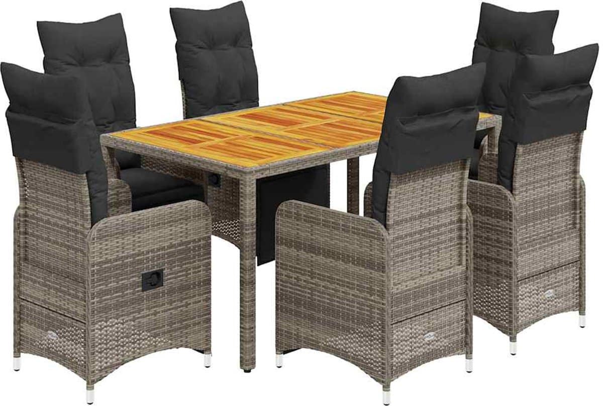 the living store 7 delige bistroset met kussens poly rattan grijs