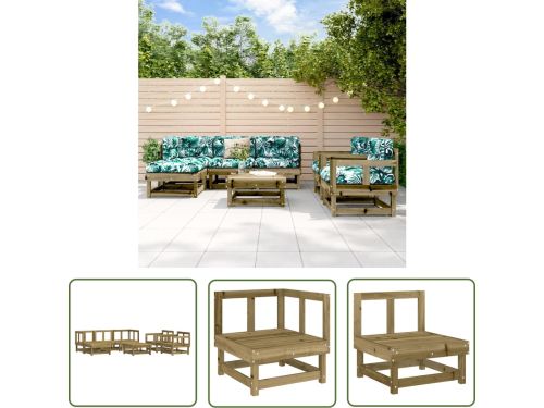 The Living Store 7-delige Loungeset geïmpregneerd grenenhout - Hoeken Bank