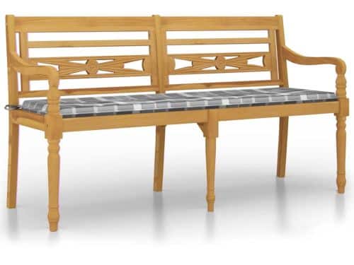 The Living Store Bankje Batavia met ruitpatroon kussen 150 cm