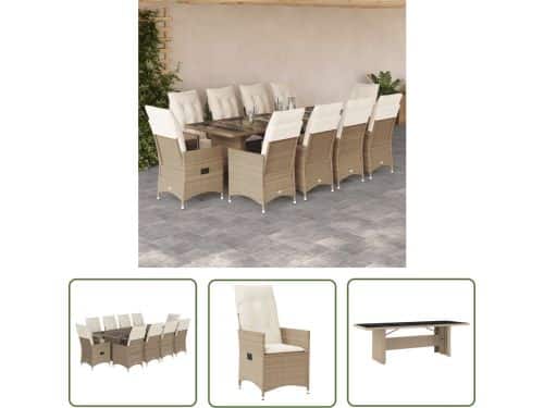The Living Store Bistroset - 10 stuks verstelbare tuinstoelen met