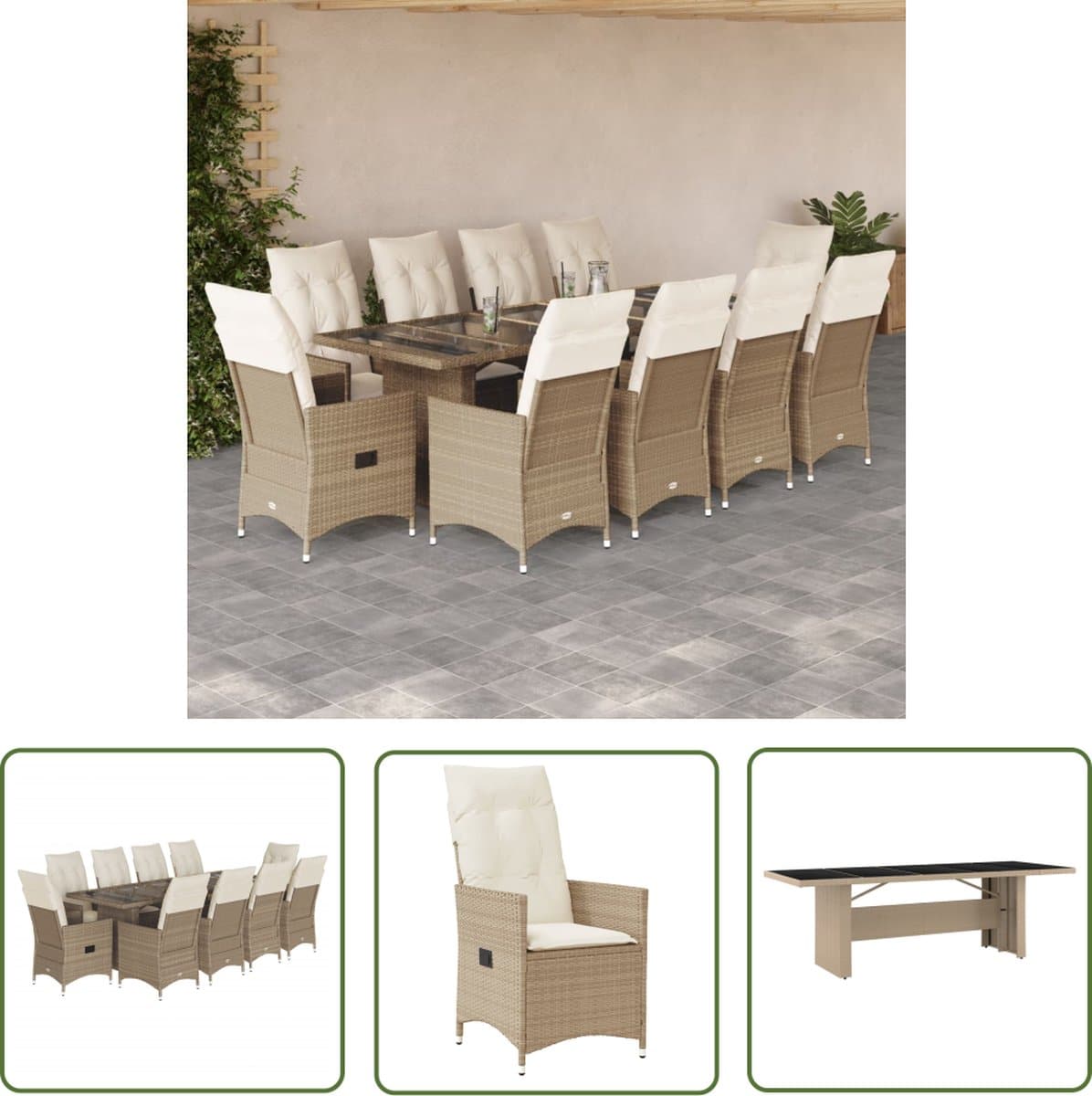 the living store bistroset 10 stuks verstelbare tuinstoelen met