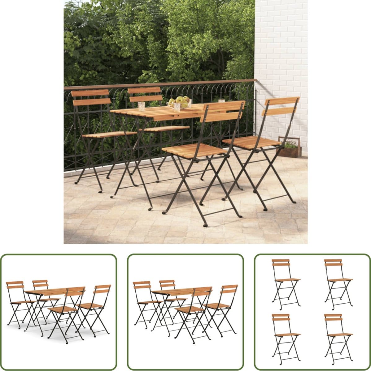 the living store bistroset acacia 100x54x71 cm inklapbaar