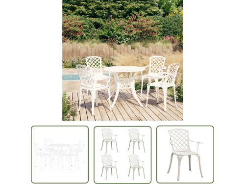 The Living Store Bistroset Gietaluminium - 4 tuinstoelen + tafel