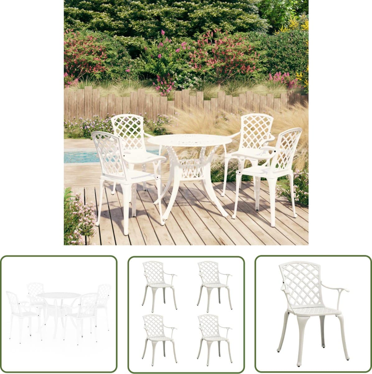 the living store bistroset gietaluminium 4 tuinstoelen + tafel