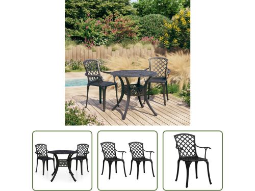 The Living Store Bistroset Gietaluminium Tuinmeubelen - 61 x 60