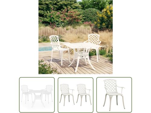 The Living Store Bistroset - Gietaluminium - Wit - 61x60x93