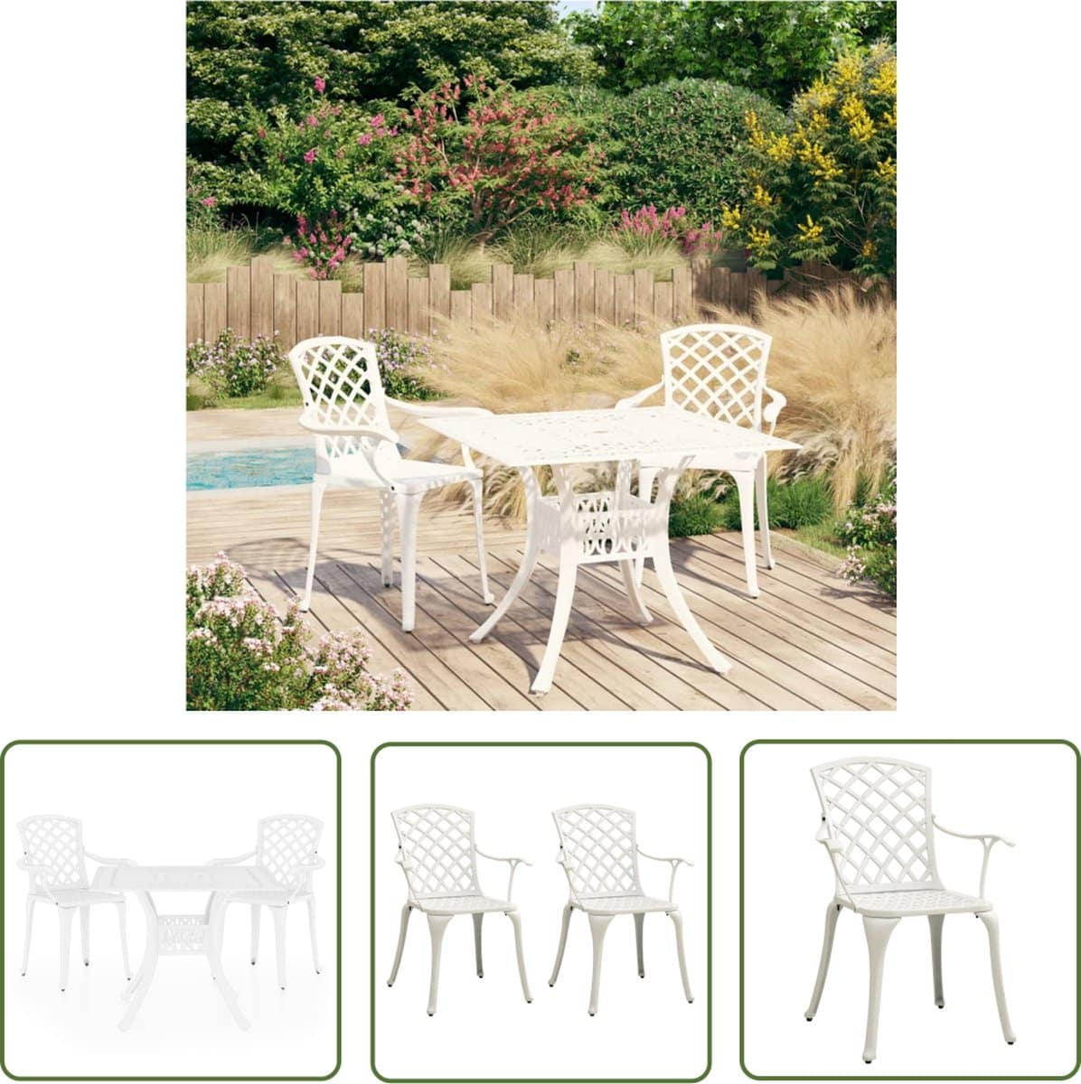 the living store bistroset gietaluminium wit 61x60x93