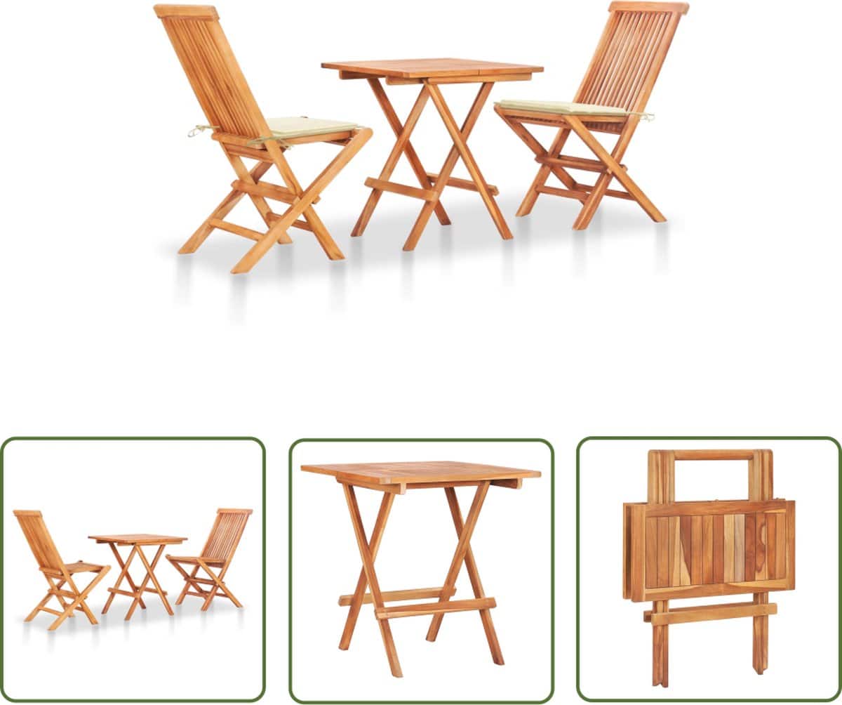 the living store bistroset teakhout tuinmeubelen 60x60x65 cm