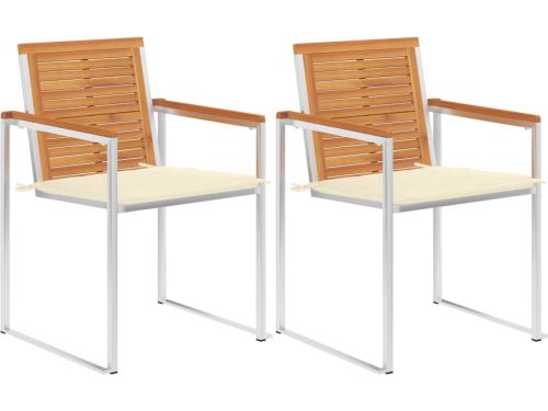 The Living Store Buitenstoelen - Acaciahout - Roestvrij staal