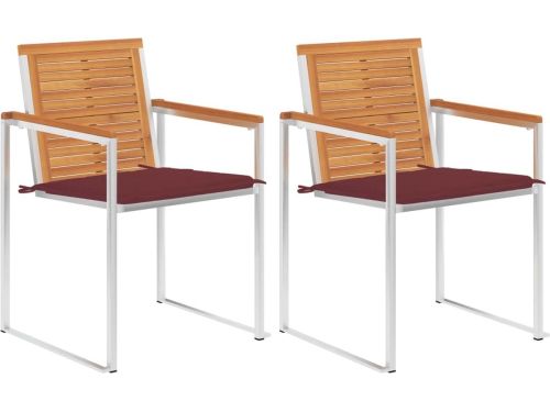 The Living Store Buitenstoelen - Massief acaciahout - Roestvrij staal