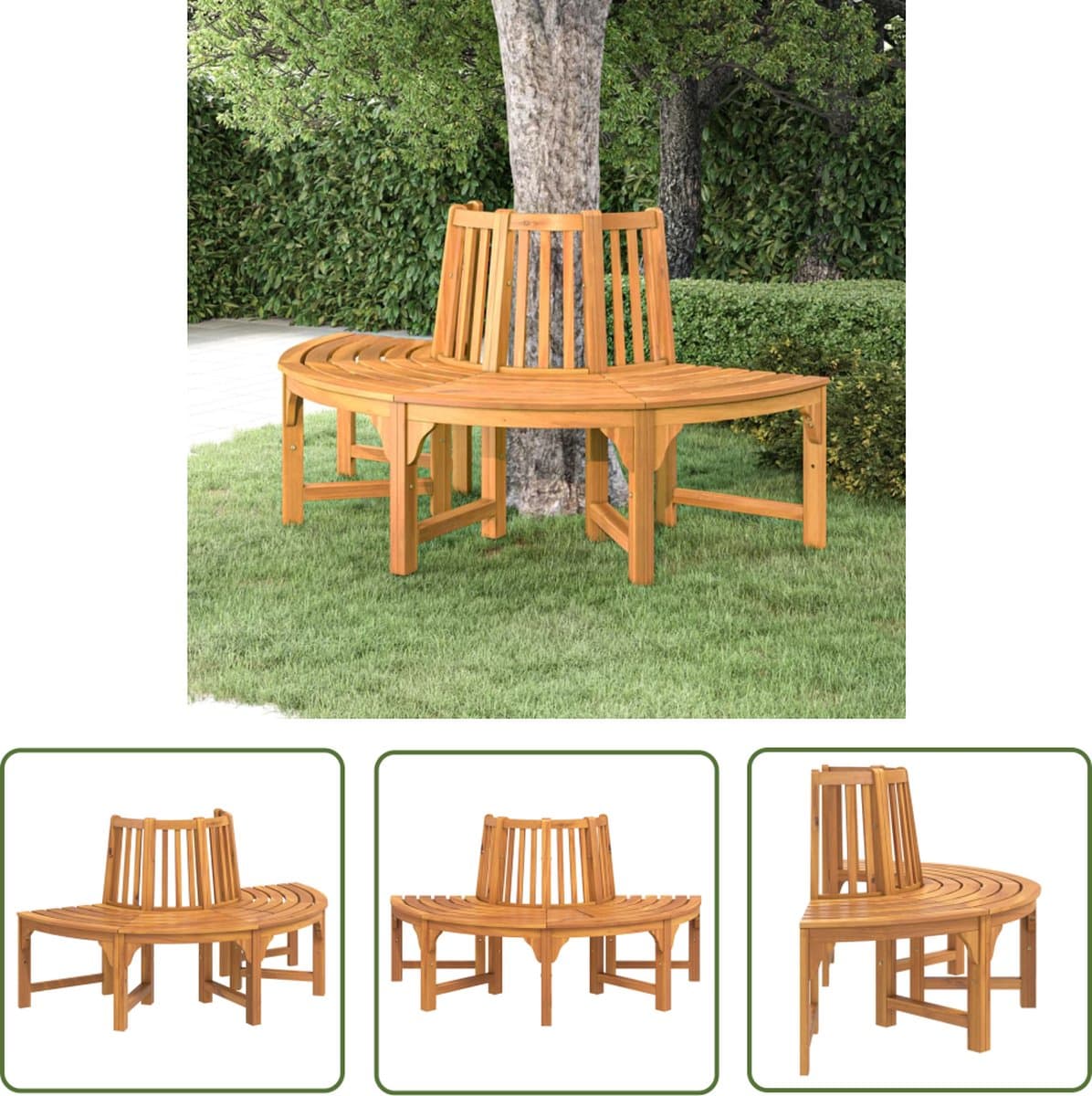 the living store halfronde boombank massief eucalyptushout 160x80x92cm