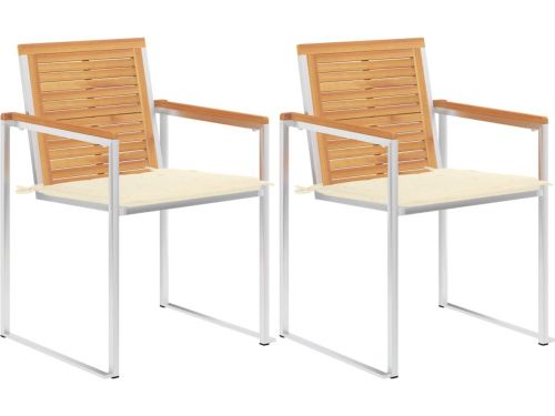 The Living Store Houten Buitenstoelen - Teakhout - Roestvrij Staal