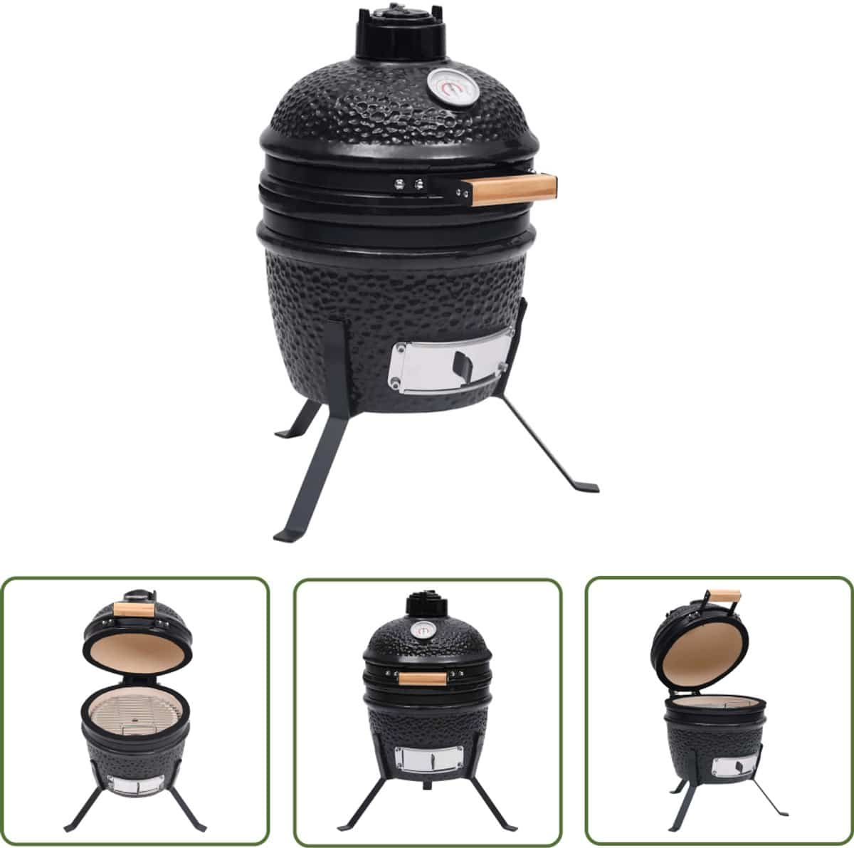 the living store kamado barbecue 2 in 1 56 cm keramiek zwart