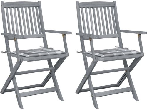 The Living Store Klapstoel Acaciahout - 54x57x91cm - Greywash