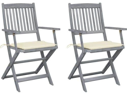 The Living Store Klapstoelset Massief Acaciahout - 54x57x91 cm