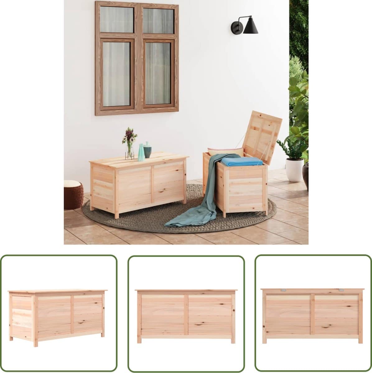 the living store kussenbox hout 100x50x56 cm massief