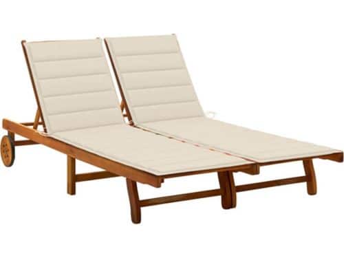 The Living Store Ligbed Acaciahout - 200x118/123x30/62/76/85 cm - Verstelbare