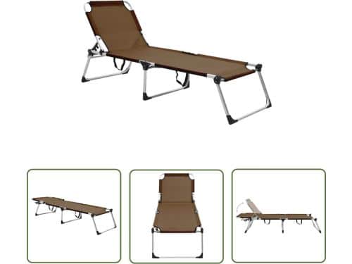 The Living Store Ligbed extra hoog inklapbaar senior aluminium bruin