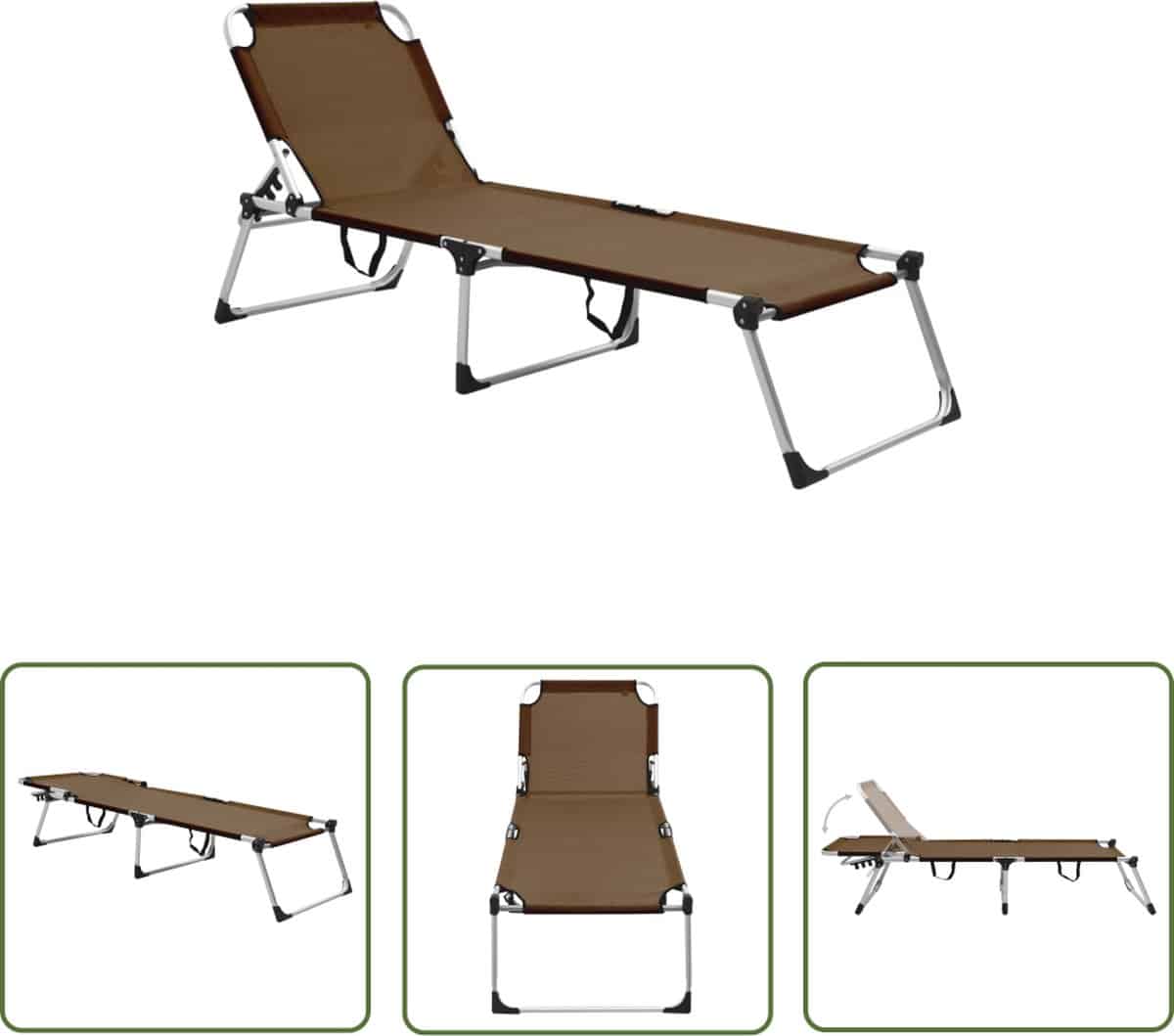 the living store ligbed extra hoog inklapbaar senior aluminium bruin