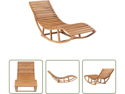 The Living Store Ligbed schommelend massief teakhout - Schommelende Ligstoel