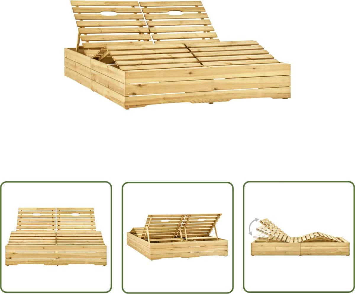 the living store ligbed tweepersoons groen geïmpregneerd grenenhout