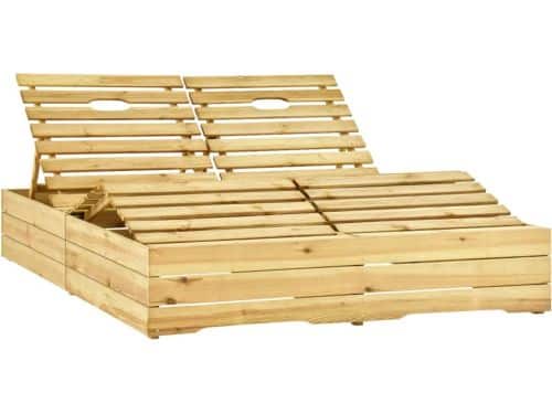 The Living Store Ligbed tweepersoons met kussens geïmpregneerd grenenhout