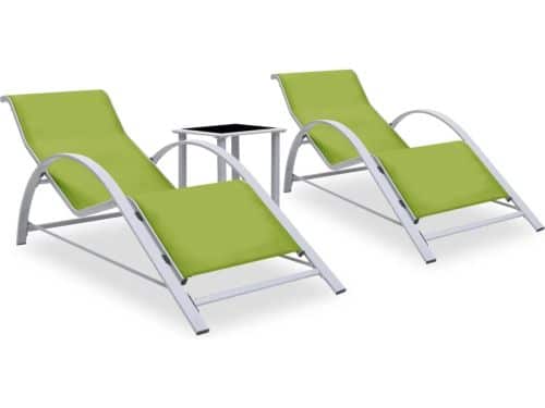 The Living Store Loungebeddenset - 2 Ligbedden en 1 Tafel