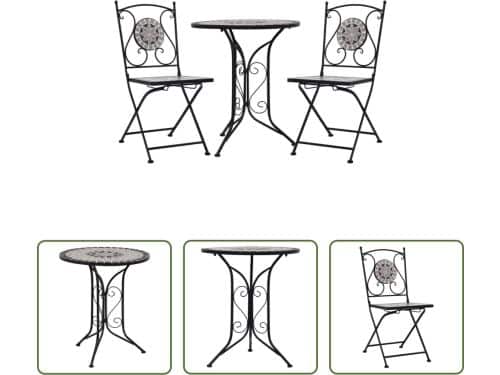 The Living Store Mozaïek Bistroset - Tuinmeubelen - 61x71 cm