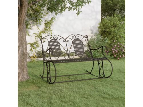 The Living Store Schommelbank Klassiek Staal 113x84x94cm - Zwart