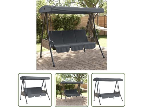 The Living Store Schommelbank met verstelbare luifel staal donkergrijs