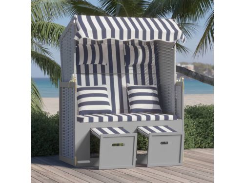 The Living Store Strandstoel met kussens poly rattan en hout