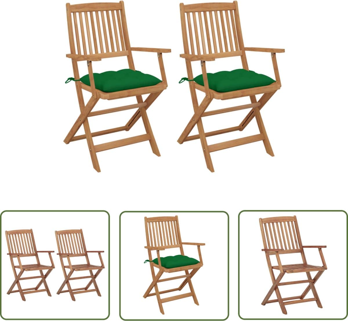 the living store tuinstoelen 2 st inklapbaar met kussens massief