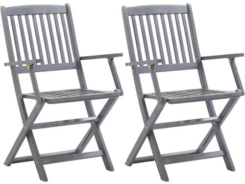 The Living Store Tuinstoelen 2 st inklapbaar met kussens massief