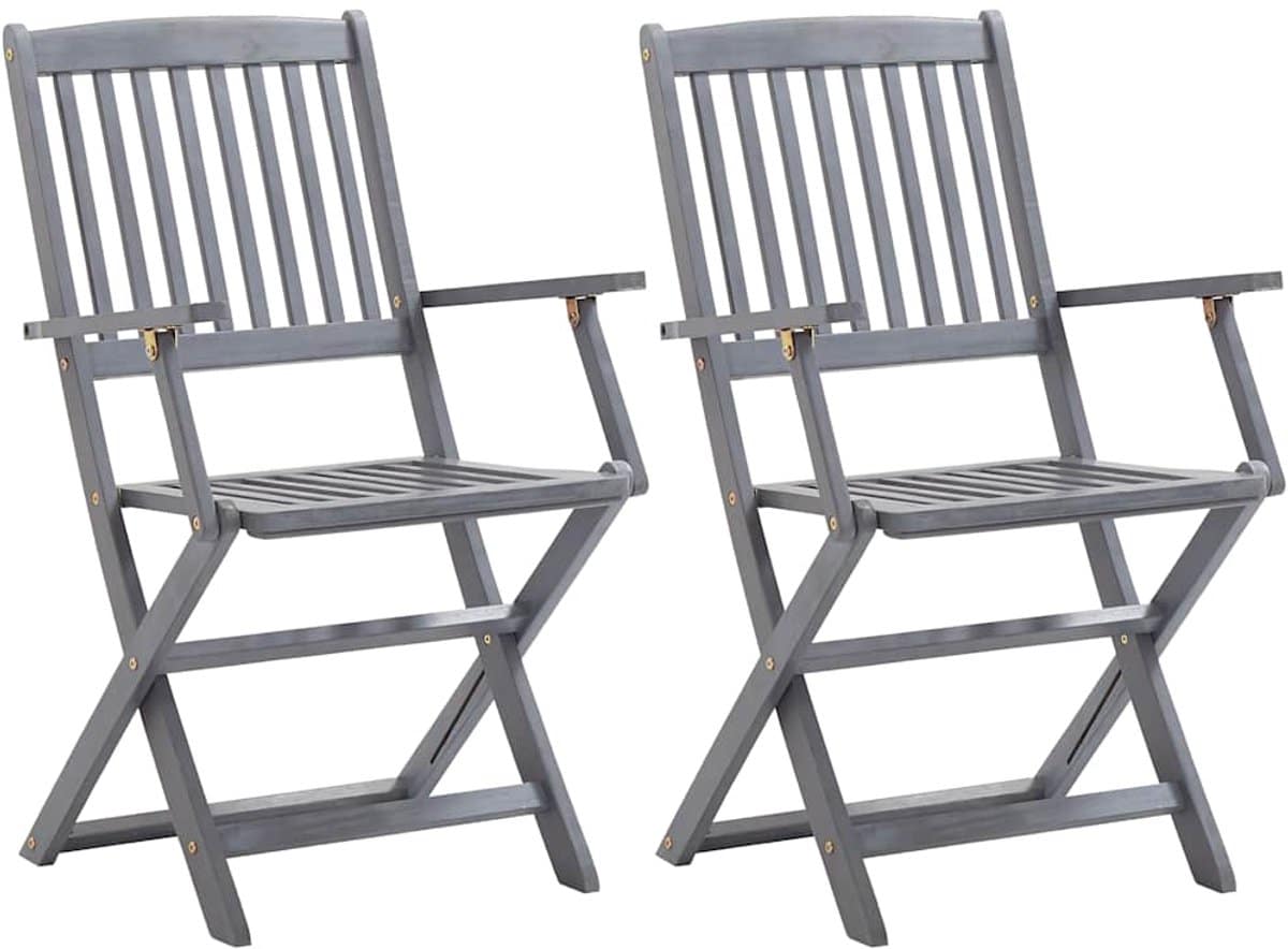 the living store tuinstoelen 2 st inklapbaar met kussens massief