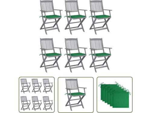 The Living Store Tuinstoelen 6 st inklapbaar met kussens massief