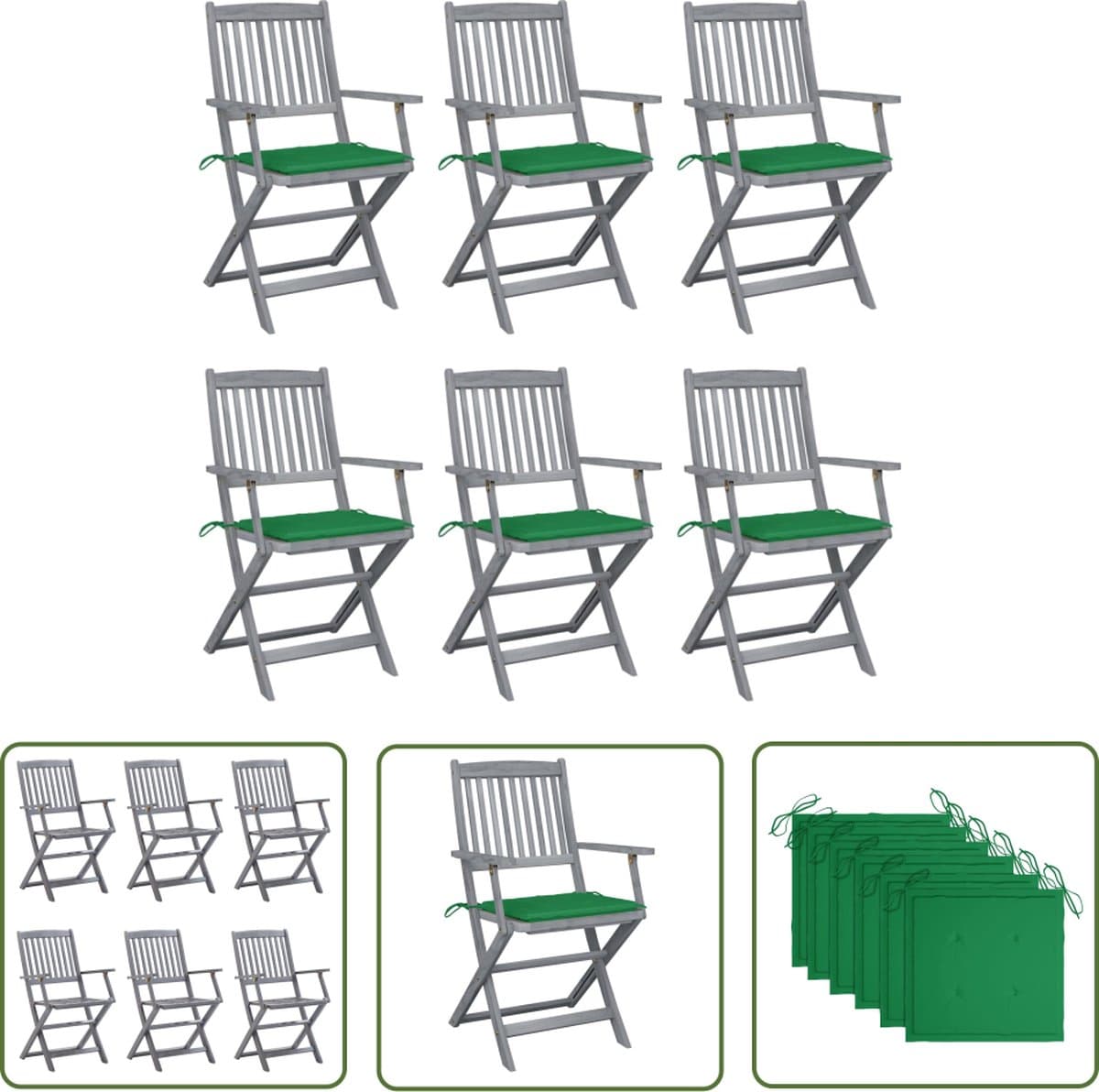 the living store tuinstoelen 6 st inklapbaar met kussens massief