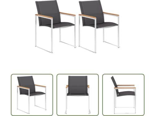 The Living Store Tuinstoelen - Teakhout - Textileen en RVS