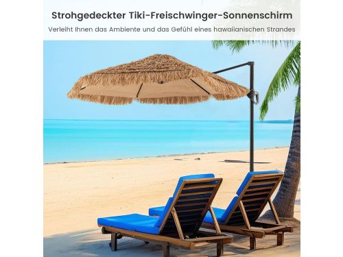 Tropische Hawaii Zweefparasol 270 cm - PP Rieten Patio Umbrella