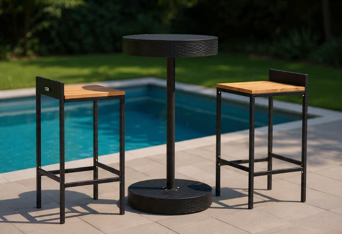 tuin barset 3 delig 120x60x105 cm polyrotan bar tafel met