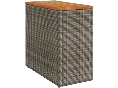 Tuin Bijzettafel met Houten Bovenkant 58x27.5x55cm - Poly Rattan Grijs