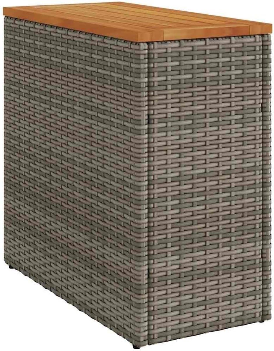 tuin bijzettafel met houten bovenkant 58×27.5x55cm poly rattan grijs