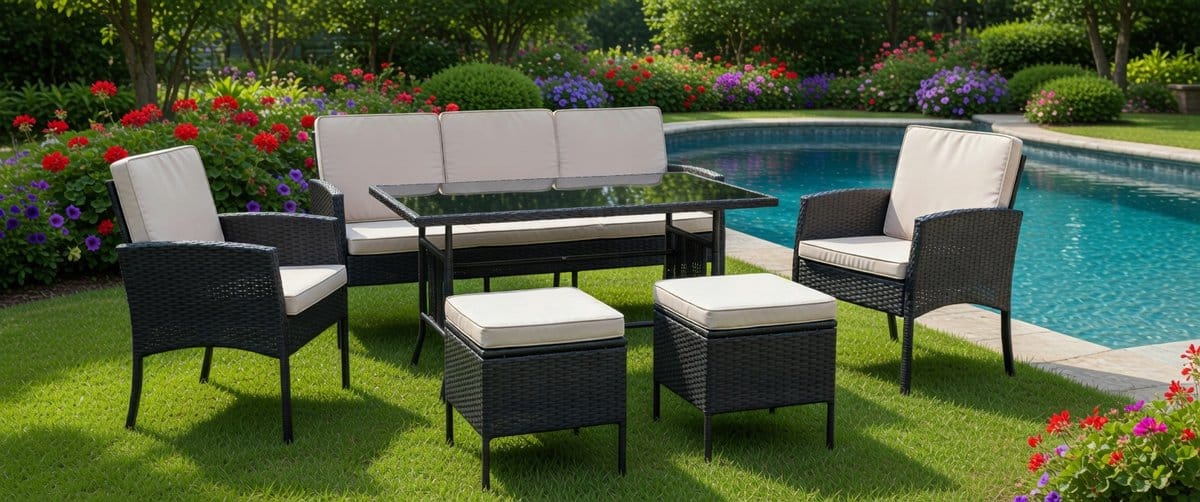 tuin loungeset 6 delig 60x60x49 cm polyrotan bank en stoelen