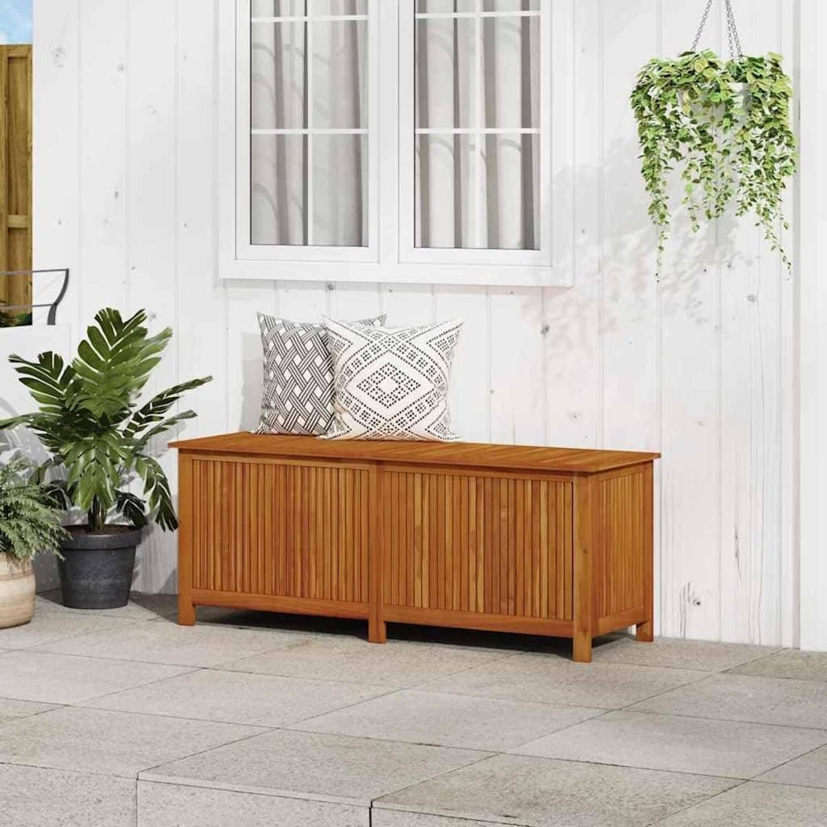 tuin opbergdoos kussenbox hout buiten spullen opbergen