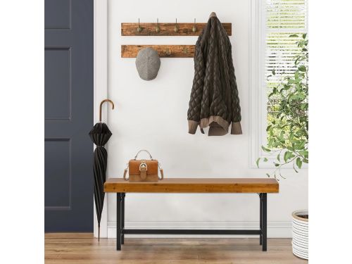 Tuinbank 120 cm Zwart met Houtlook - Moderne Buitenbank voor