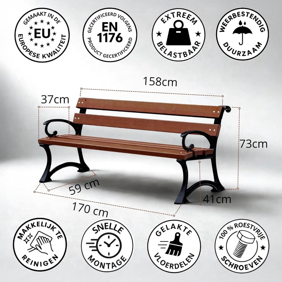 tuinbank 170 x 59 x 73 cm robuuste houten