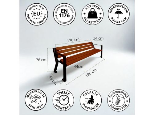 Tuinbank 185 x 59 x 76 cm - Robuuste Houten